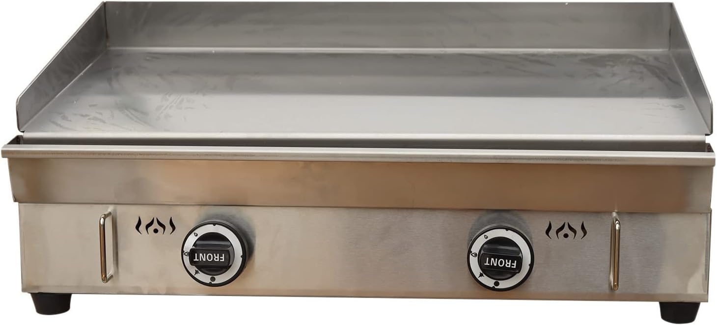 LPG Gas Griddle Countertop 28.94'x16.14' Flat Cooking Griddle Stainless Steel Hot Plate for BBQ Camping Teppanyaki 122-572F 2800Pa Commercial