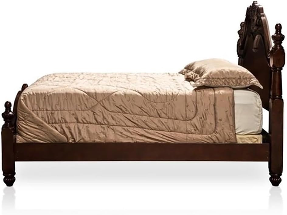 Furniture of America FOA Ruben 2pc Cherry Solid Wood Panel Bedroom Set - King + Nightstand
