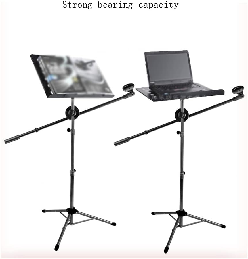 OSCCAR Music Stand Dual-Use Professional Portable Sheet Music Stand with Sound Card Tray Microphone Stand Phone Holder and Carry Bag Projector Stand Sheet Music Stand