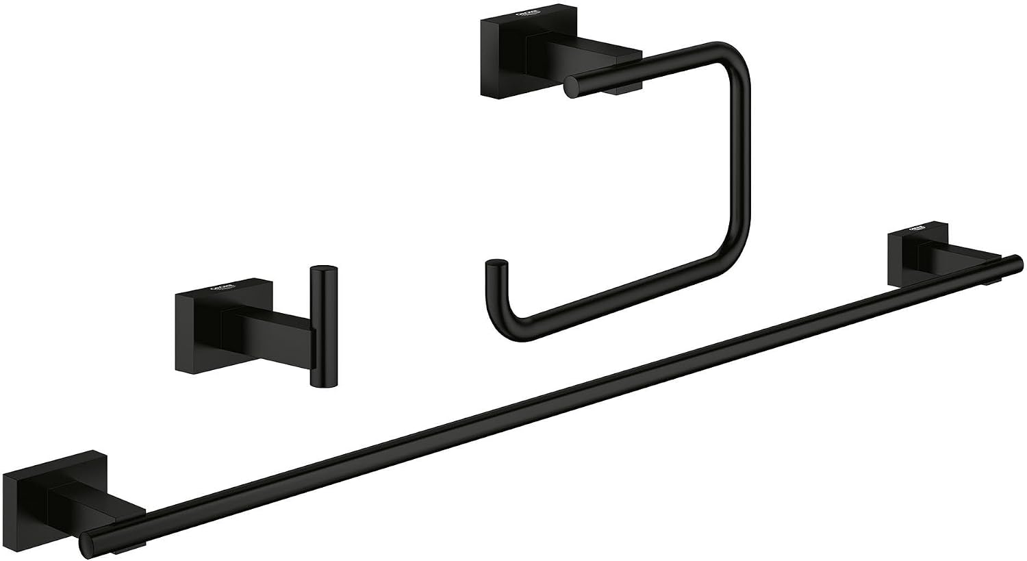 GROHE 407772431 Essentials Cube 3-In-1 Bathroom Accessory Set, Matte Black