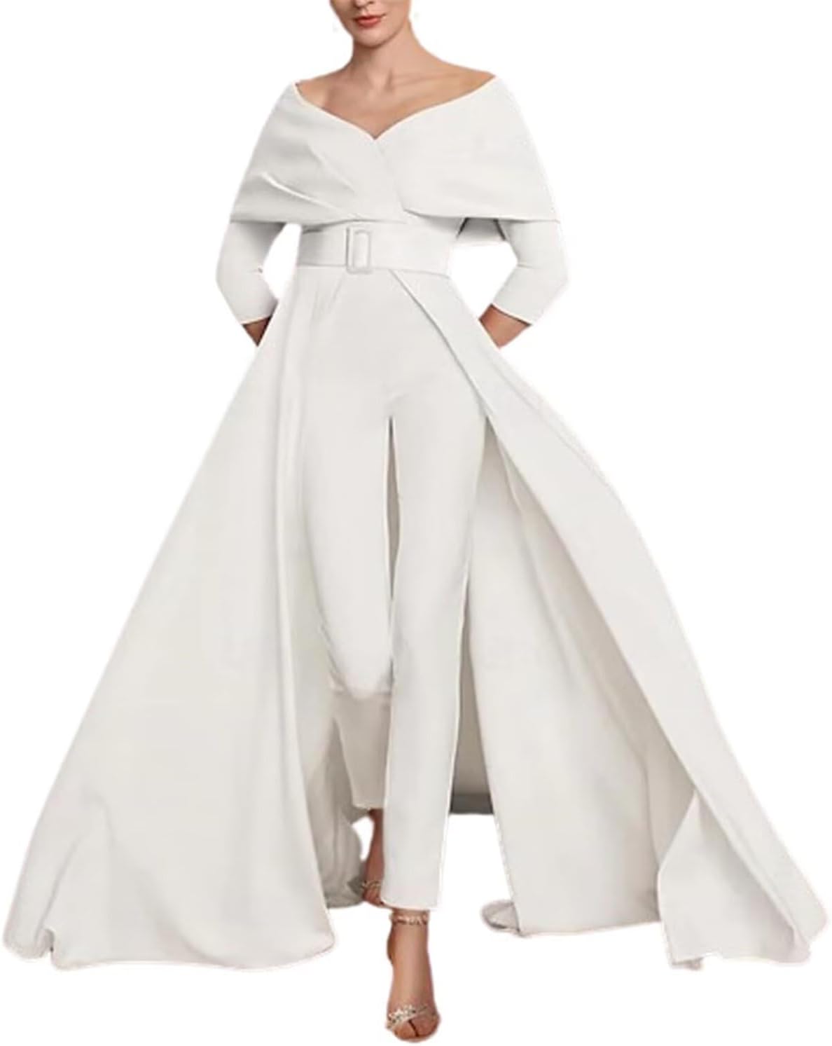 Two Piece Jumpsuit Mother of The Bride Dresses for Women Off Shoulder Satin Elegant Formal Evening Dress for Women