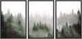 SIGNWIN Framed Canvas Print Wall Art Woodland Nursery Decor Set Fog & Mist Over Green Pine Tree Forest Nature Wilderness Modern Art Chic Landscape for Living Room, Bedroom, Office - 16'x24'x3 Black