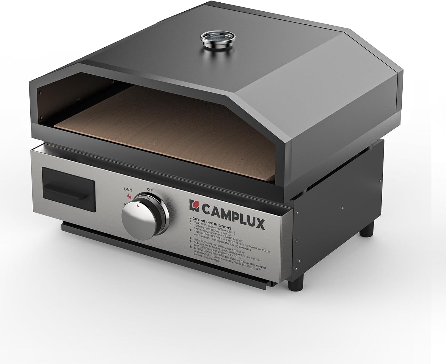 CAMPLUX Portable Propane Grill & Pizza Oven Combo, 11,000 BTU Tabletop Gas Griddle with 17' Pizza Oven Kit and Cordierite Stone, Compact Outdoor Mini Oven for Crispy Pizza, Camping, RV & Tailgating