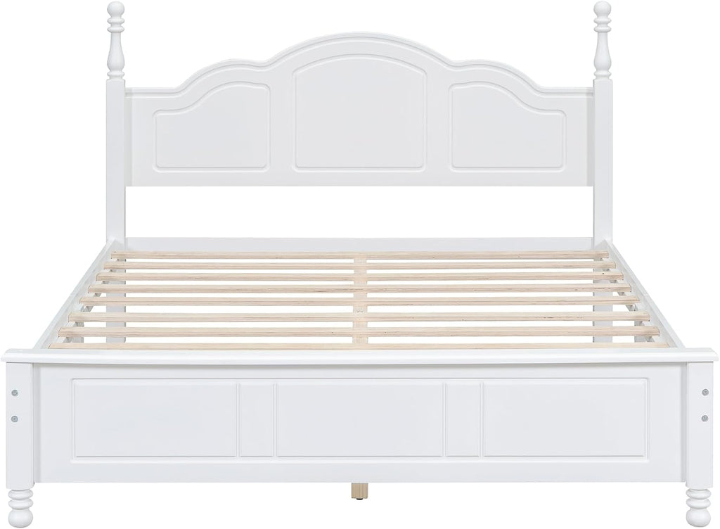 Harper & Bright Designs Bedroom Set Furniture, 3-Pieces Bedroom Sets, Queen Size Wood Platform Bed and 2 Nightstands, White
