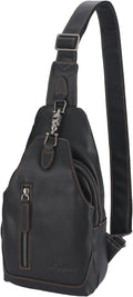 Genuine Leather Sling Bag for Men and Women Chest Pack Purse Crossbody Shoulder Bag Sling Backpack