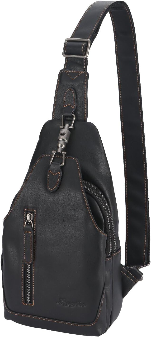 Genuine Leather Sling Bag for Men and Women Chest Pack Purse Crossbody Shoulder Bag Sling Backpack