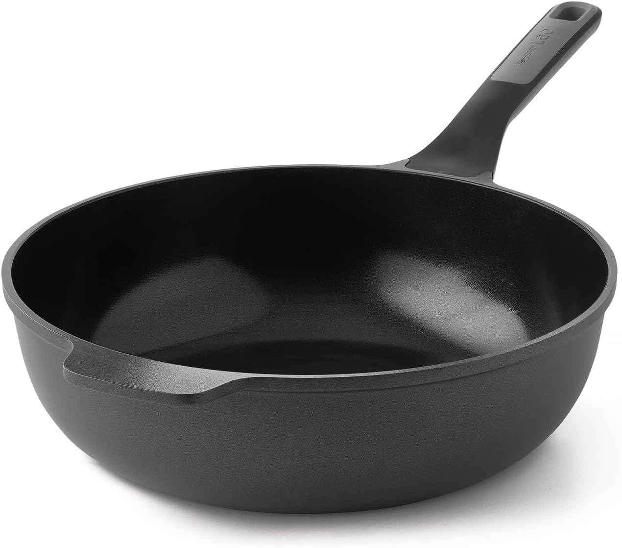 Berghoff Leo Stone+ Nonstick Ceramic 12in Wok Pan 5.3qt. Recycled Aluminum CeraGreen Non-toxic PFAS Free Cookware Stay-cool Handle Induction Cookware