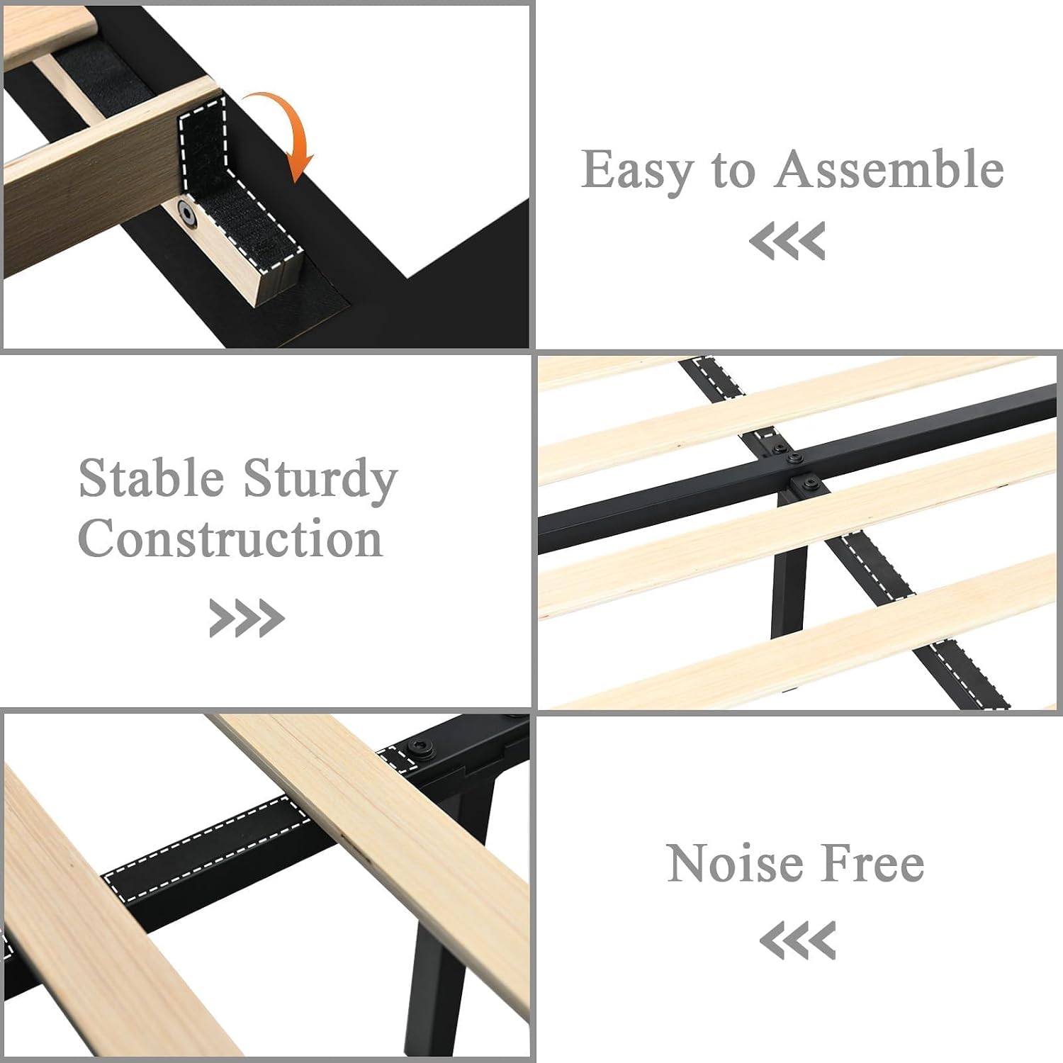 HOMBCK King Size Bed Frame with Headboard, Velvet Upholstered Bed with Diamond Design, Upholstered Platform Bed Frame with Wooden Slats Support, No Box Spring Needed, Easy Assembly, Black