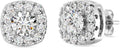 Gilded Lab-Grown Diamond Stud Earrings Sterling Silver and 14KT Yellow Gold Plated Silver| Cushion Halo Shaped Studs | Hypoallergenic Fine Jewelry | Prong Setting, Push Back Nut | SI1 Clarity, F Color 1/4, 1/2, ,1 ct tw