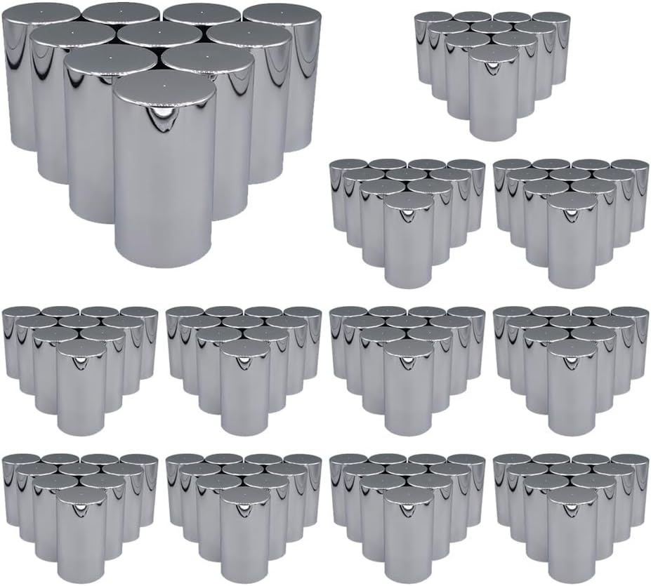 Mytee Products 120 Pcs Chrome ABS Plastic Cylinder Lug Nut Covers 33mm Thread-on Design 3-1/2'(H)- Lug Wheel Axle Nut Covers for Semi Truck, Frightliner, Volvo - Replaces # TNUT-F2L Truck Accessories
