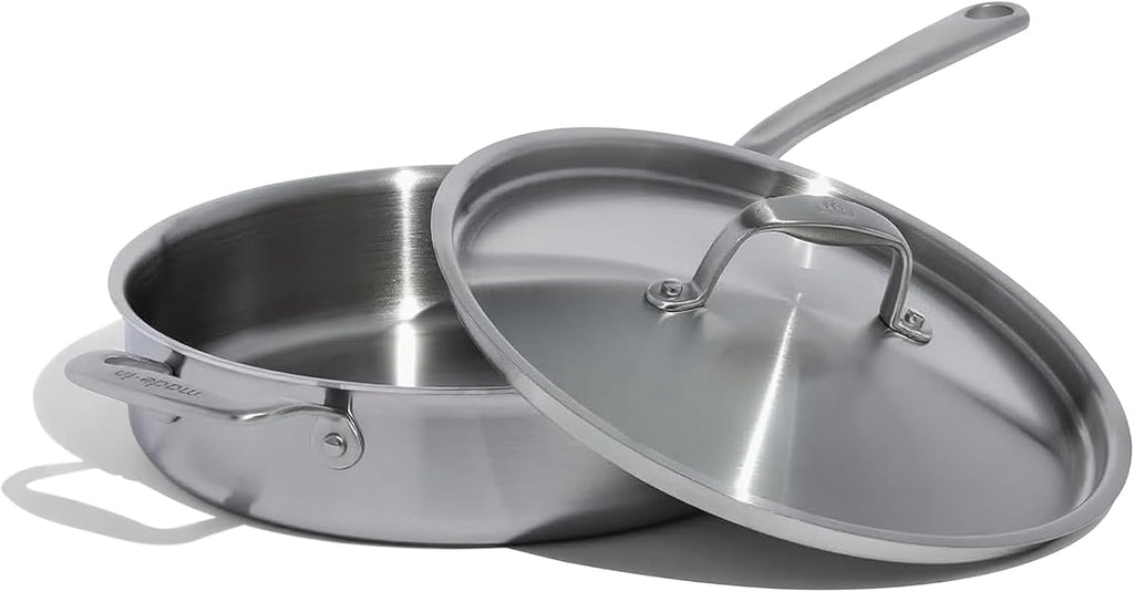 Made In Cookware | 3.5 Quart Stainless Steel Saute Pan | 5 Ply Stainless Clad | Professional Cookware | Induction Compatible | Crafted in Italy