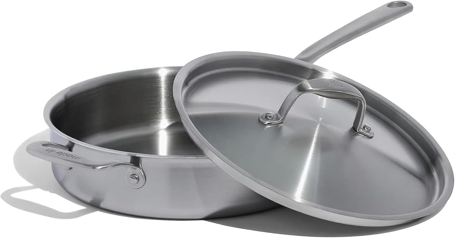 Made In Cookware | 3.5 Quart Stainless Steel Saute Pan | 5 Ply Stainless Clad | Professional Cookware | Induction Compatible | Crafted in Italy