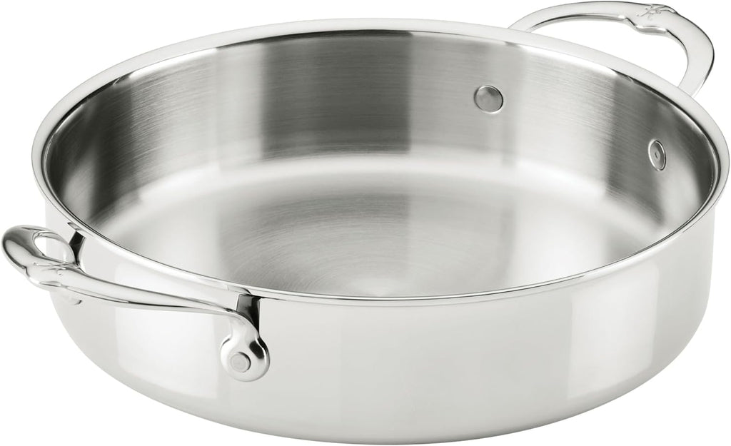 Hestan ProBond Luxe 3.5-Quart Sauteuse Braiser with Lid, Professional Clad Stainless Steel, ProCore Tri-Ply Clad Construction, Polished Exterior, Induction & Oven Safe