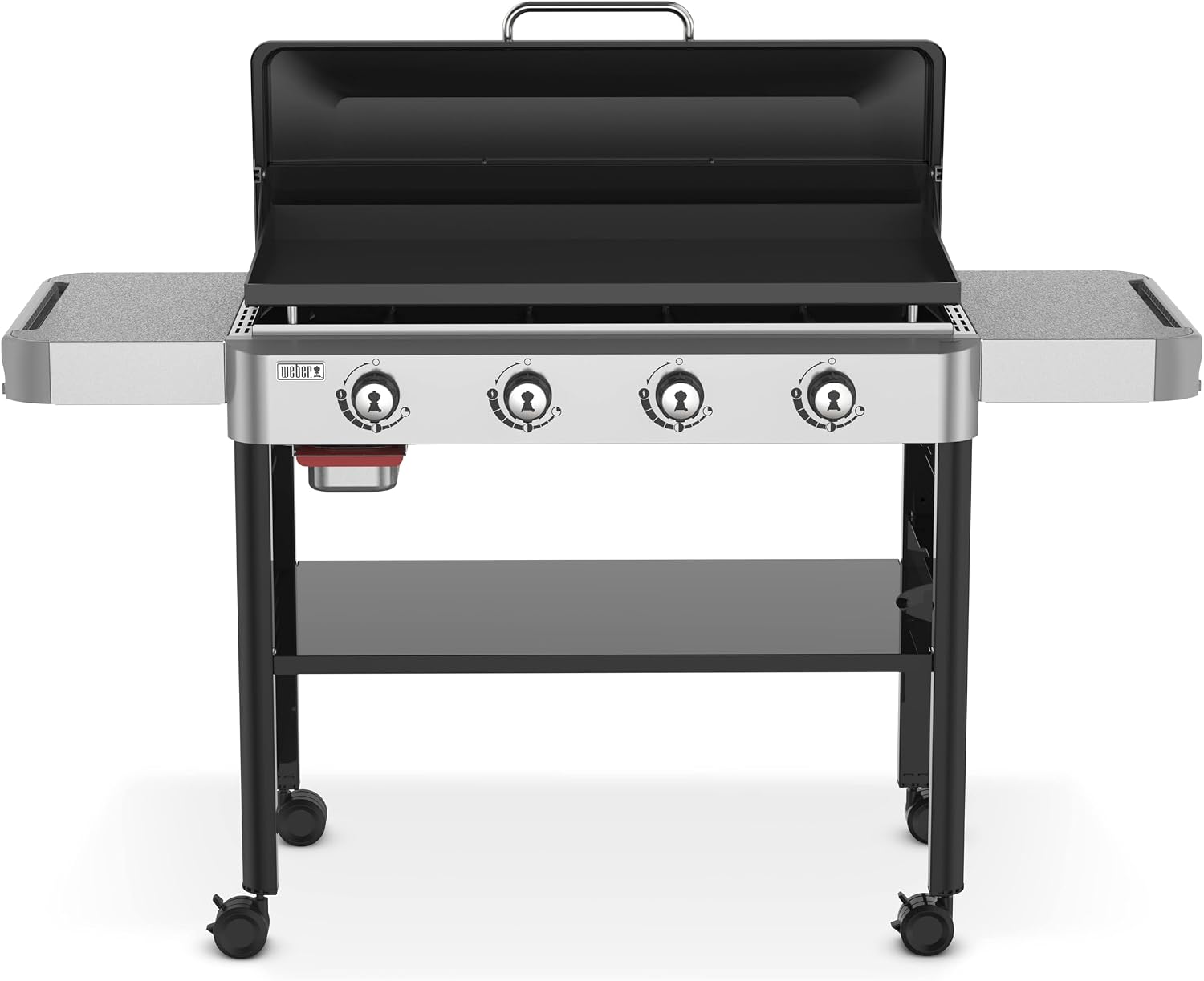 Weber 36' 4‑Burner Liquid Propane Griddle, Black – Pre‑Seasoned Rust‑Resistant Carbon Steel Cooktop with 500°F+ Heat Capacity & Weber Works Compatibility for Outdoor Grilling