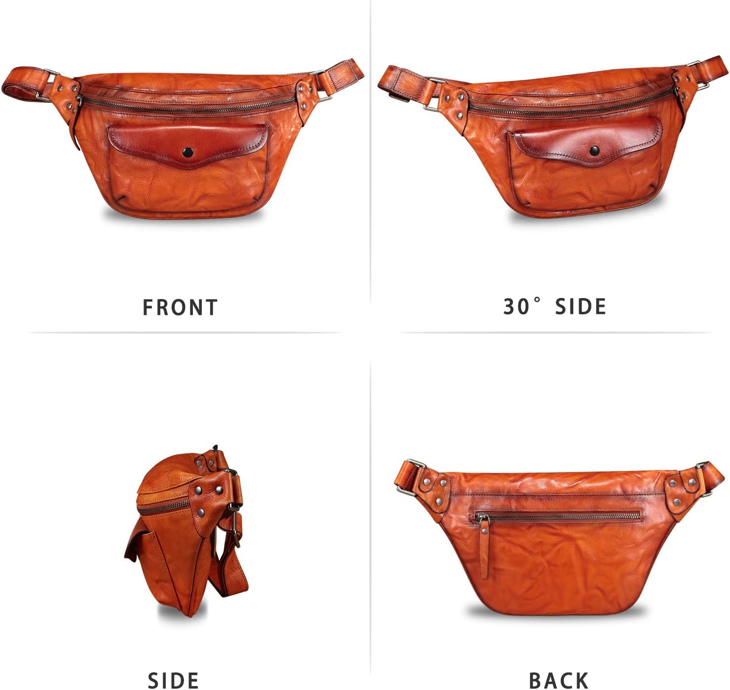 Genuine Leather Fanny Pack for Women and Men Vintage Real Leather Sling Bag Crossbody Bag Fashion Waist Bag Chest Purse