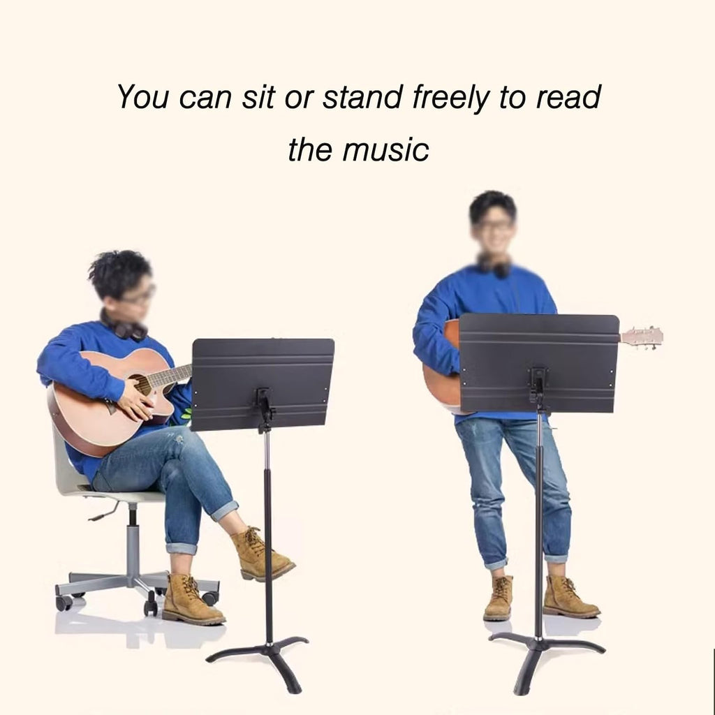 Sheet Music Stand, Portable Music Stand with Waterproof Carrying Case, Music Clips, Phone Holder and Microphone Boom