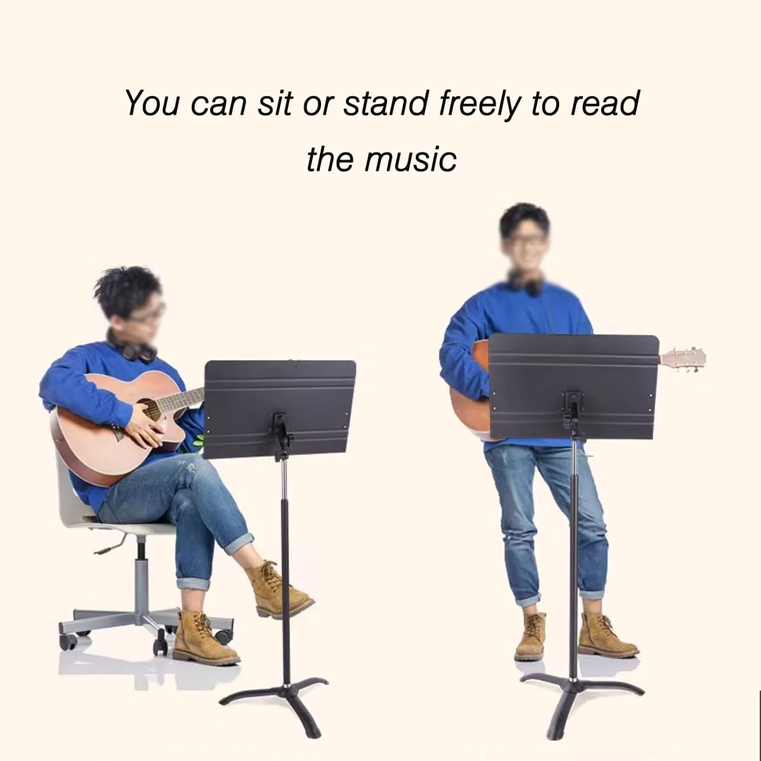 Sheet Music Stand, Portable Music Stand with Waterproof Carrying Case, Music Clips, Phone Holder and Microphone Boom