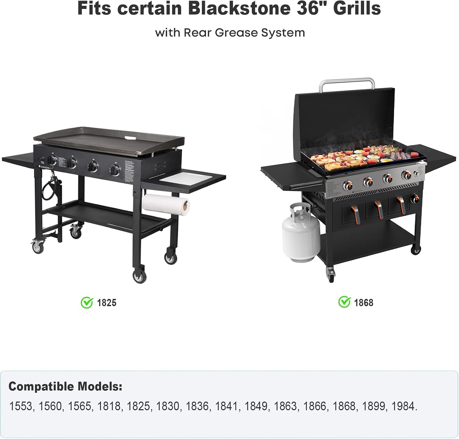 Stanbroil 36 Inch Flat Top Griddle Replacement Top for Blackstone 36' 4-Burner Gas Grill Cooking Station, Ceramic Coated Steel Griddle Top Replacement with Rear Grease System, Black