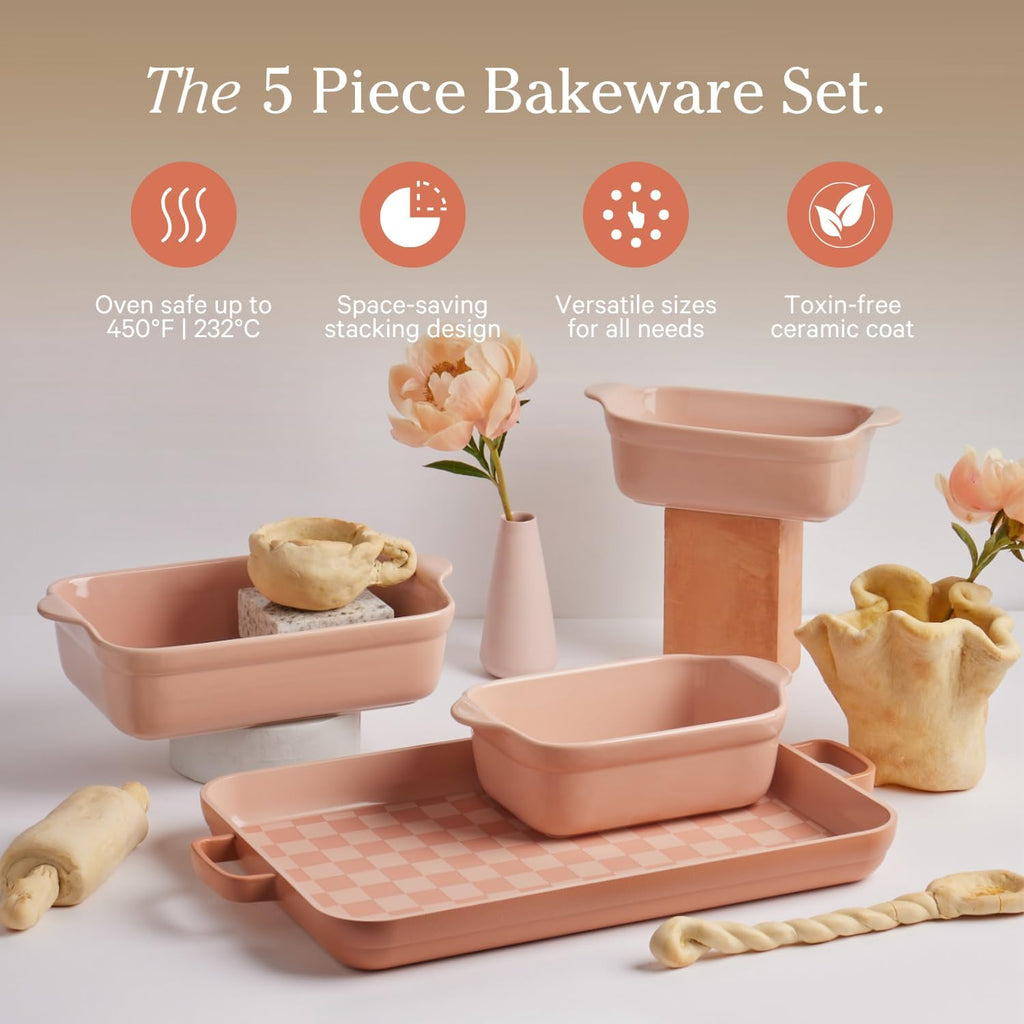 Our Place Bakeware Set | 5-Piece Ceramic Bakeware Collection with Stovetop-to-Oven Griddle Pan | PFAS-Free Non-Toxic Nonstick Pans, Oven Mat & Baking Dishes | Spice