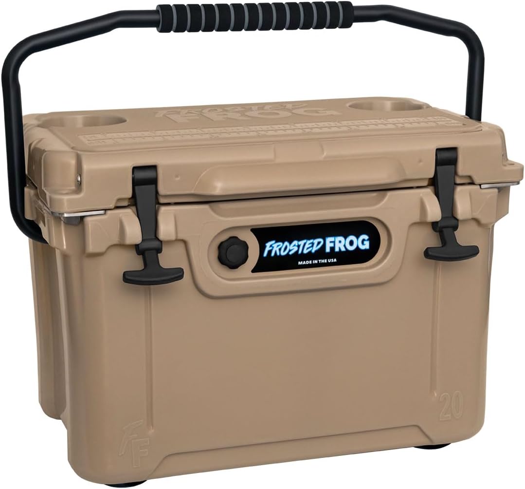 USA Made Frosted Frog 20 Quart Ice Chest Heavy Duty High Performance Roto-Molded Commercial Grade Insulated Cooler