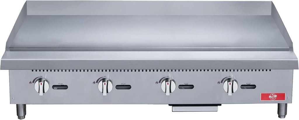 Commercial Countertop Griddle, ETL 48' Flat Top Grill Natural Gas (NG) / Propane, 4 Burners - 120000 BTU