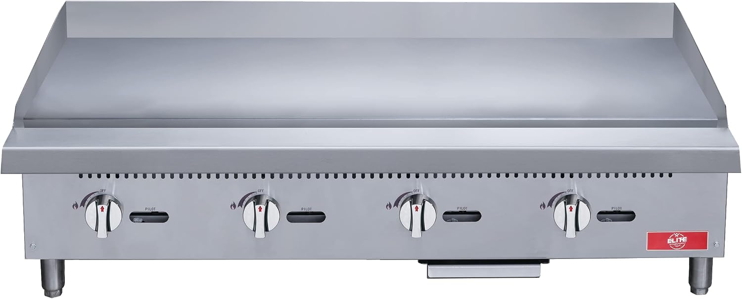 Commercial Countertop Griddle, ETL 48' Flat Top Grill Natural Gas (NG) / Propane, 4 Burners - 120000 BTU
