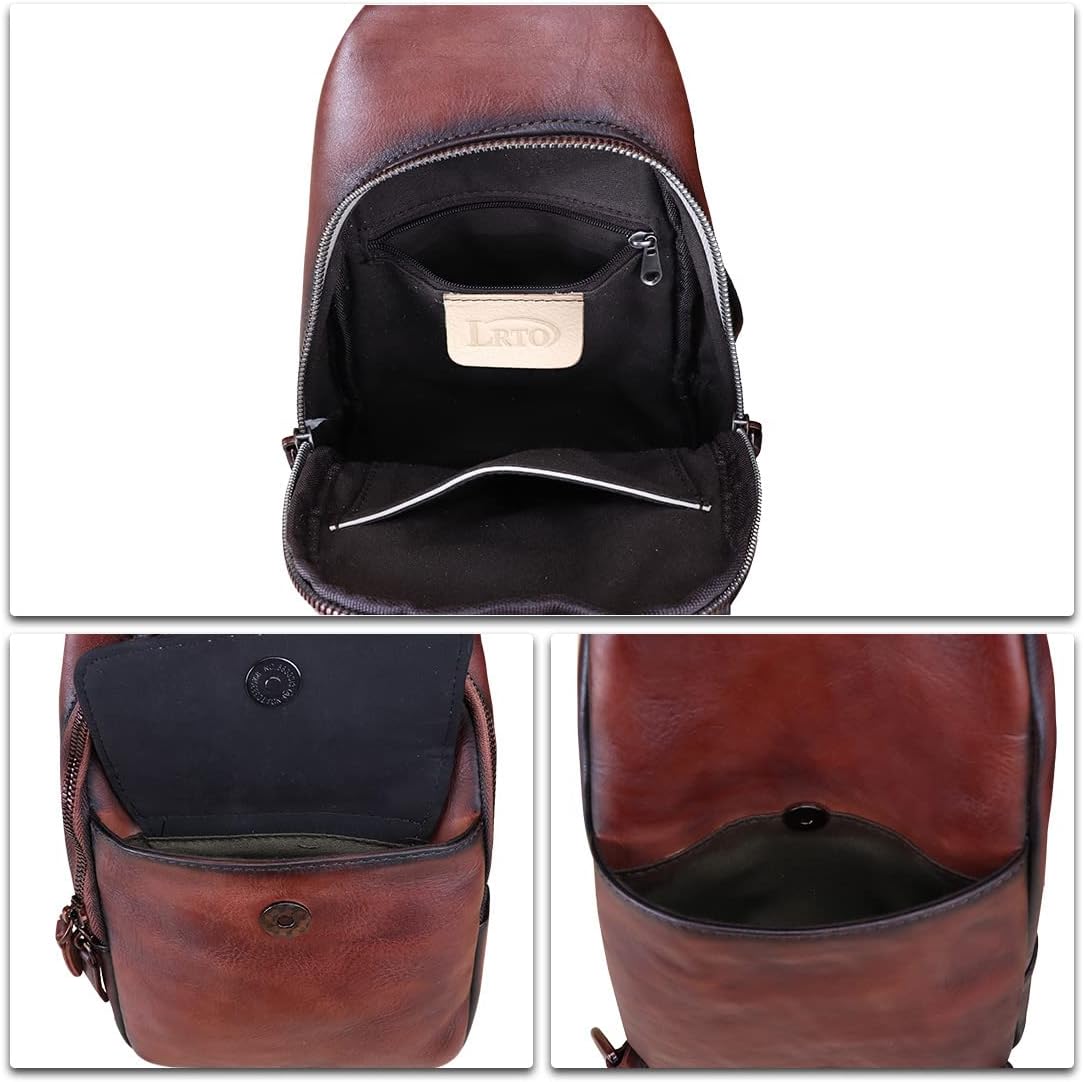 Genuine Leather Sling Bag - Handmade Leather Backpack for Women and Men - Crossbody, Chest Bag