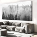 vgrozirh Wall Art Foggy Forest Black and White Wall Art Nature Landscape Mountain Photographic Printed on Canvas for Bedroom Living Room Office Home Decor Ready to Hang 79'x40'(200X100CM)