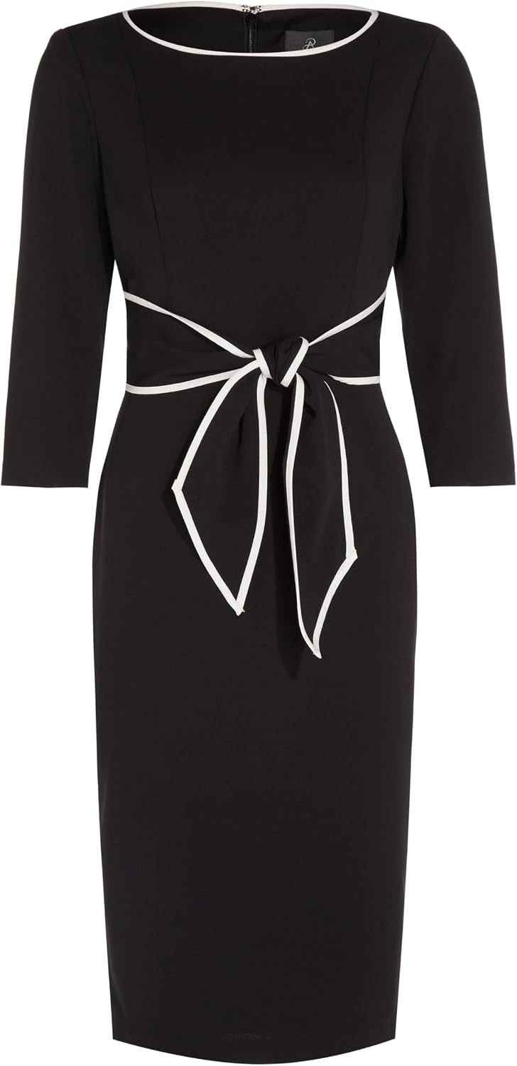 Adrianna Papell Tipped Crepe Tie Dress