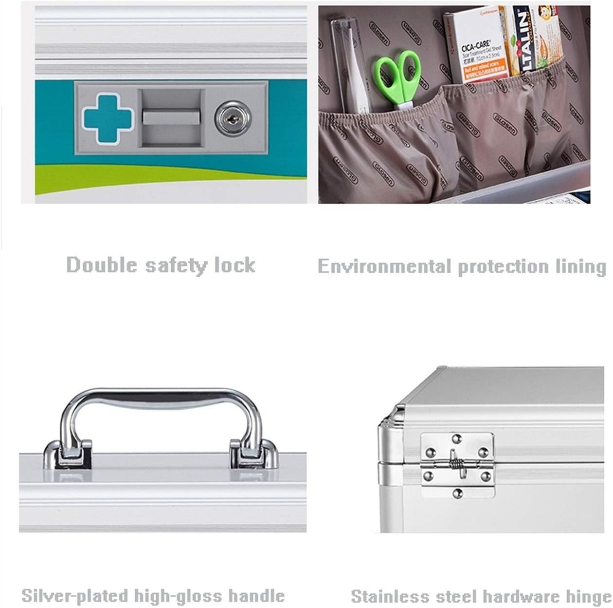 Medicine Storage Box Organizer Jewelry Travel Pill Case Family First Aid Portable Chest Cabinet Combination Lock for Medication Emergency Lockable Medical