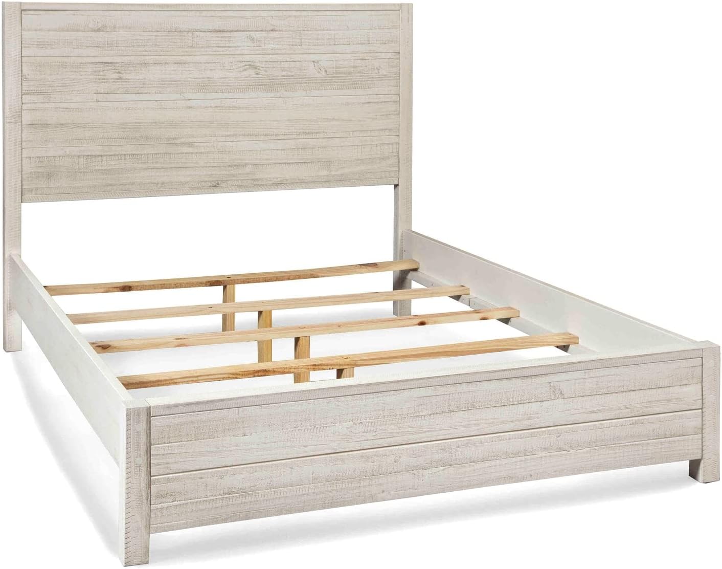 Grain Wood Furniture Montauk Solid Wood Bed, Queen Size, Rustic Off-White