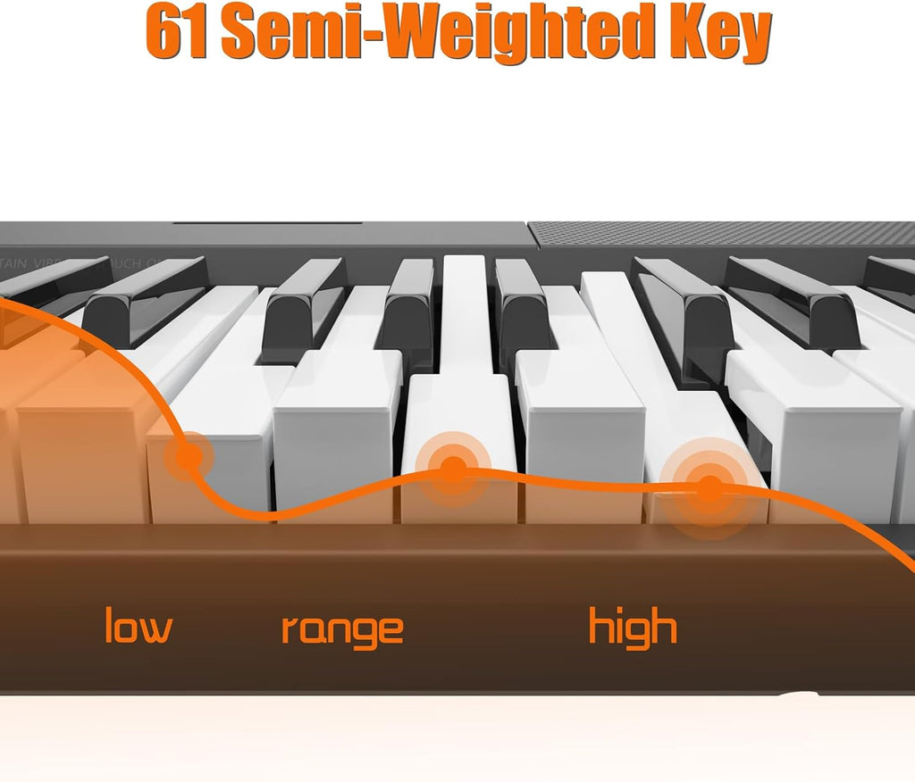 Home Digital Pianos, 61-Key Touch-Sensitive Keyboard Set, Portable HIPS Digital Piano with Adjustable Stand, Microphone & Learning Functions for Home Practice