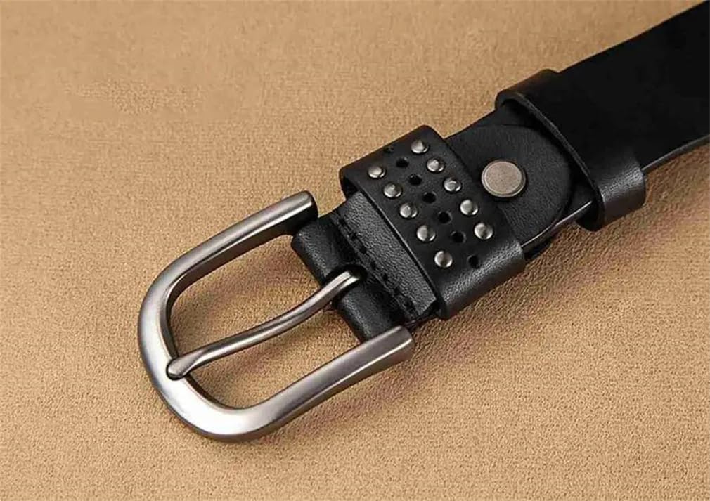 Women Genuine Leather Waist Belt Punk Rivet Hollow Out Design For Jeans Dresses