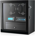4 Watch Winder with 5 Watch Storage Space, LCD Display, Touch Control and Interior Light