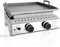 R.W.FLAME Portable Propane Griddle,Stainless Steel Gas Grill,Table Top Grill for Outdoor BBQ,Camping and RVs,Silver (2 Burner)