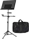 Folding Music Stand Portable Sheet Music Holder With Phone Clip and Microphone Clip for Live Streaming Band Performance