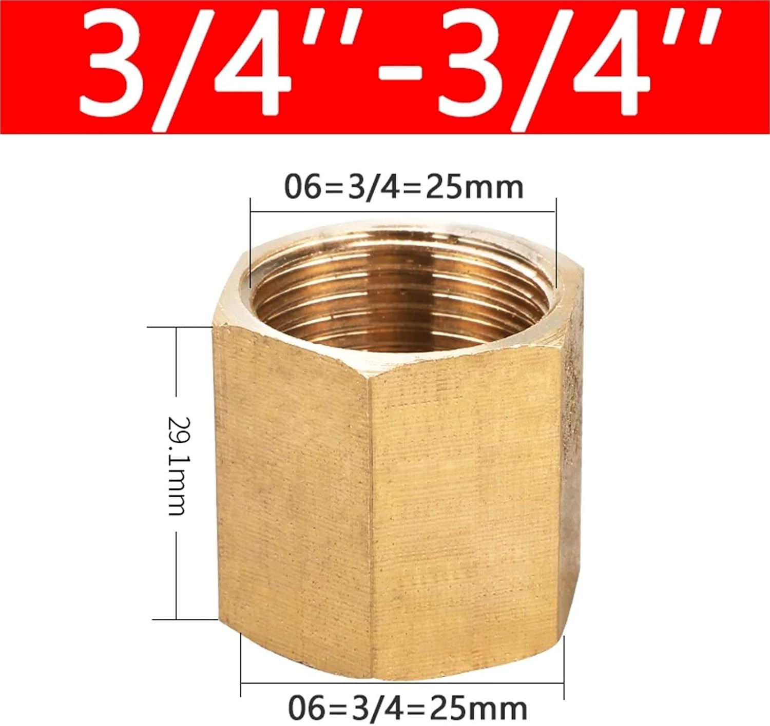 10Pcs 1/8 1/4 3/8 1/2 3/4 Inch Female Thread Brass Pipe Fittings Hex Nut Rod Connector Coupling(06-06)