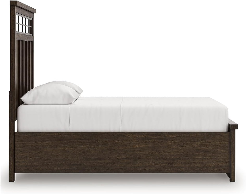 Signature Design by Ashley Taffenbrook Queen Bed Frame with Headboard, 2-Drawer Storage Platform Bed, Hardwood Solids, Mango Wood Veneer, MDF, Rich Brown Finish