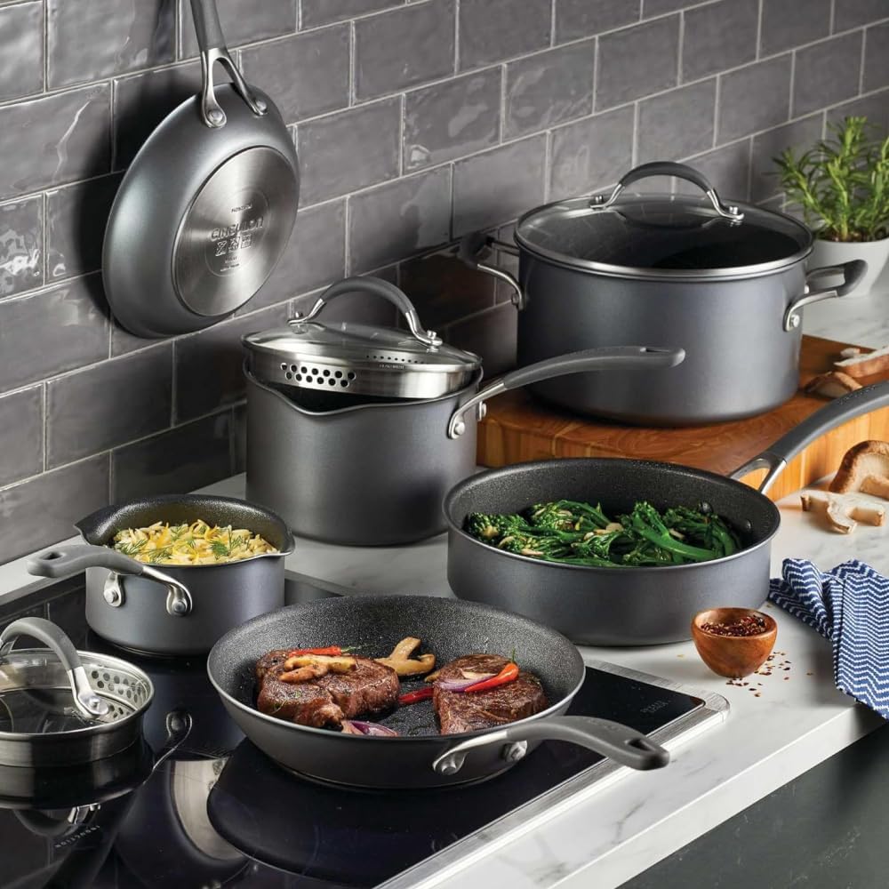Circulon A1 Series with ScratchDefense Nonstick Induction Pots and Pans Cookware Set, Induction Cookware, Kitchen Essentials, 9-Piece, Graphite