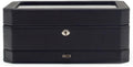 WOLF Windsor 10-Piece Watch Box with Drawer, Black - Features 10 Watch Compartments, Eight Ring Rolls & 17 Jewelry Compartments - Vegan Leather Exterior