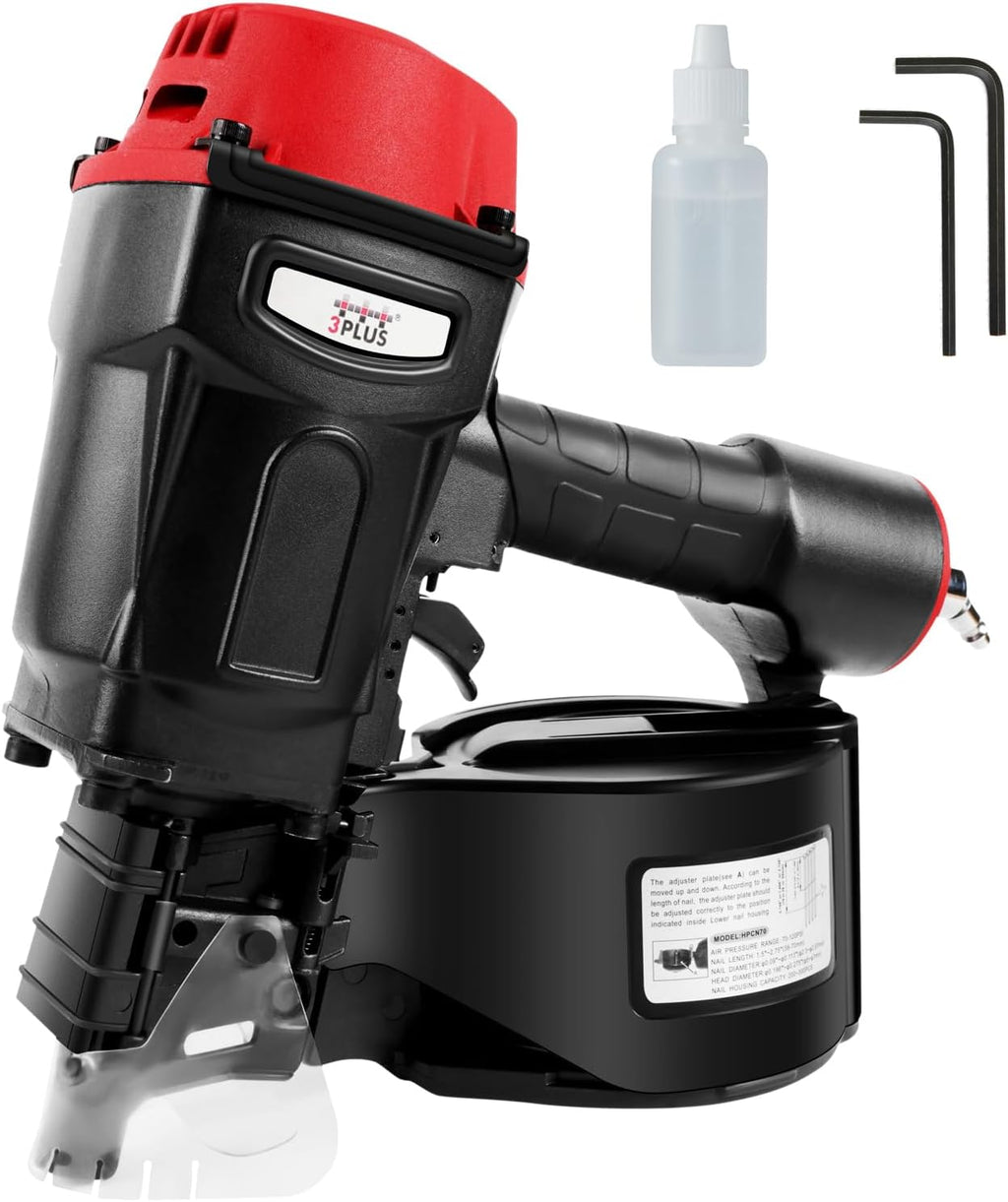 3PLUS HCN70SP Pneumatic Coil Pallet Nailer Professional Air Nail Gun Accepts 15 Degree 1-3/4-Inch to 2-3/4-Inch Wire Collated Nails