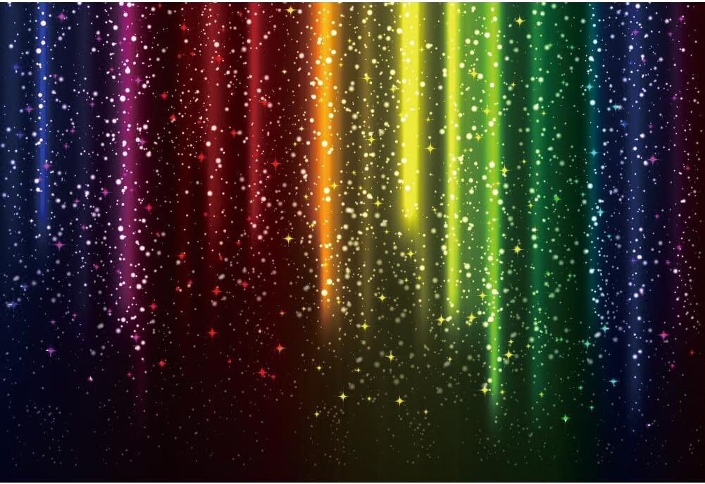 Let's Glow Party Backdrop Colorful Rainbow Printed Backdrop Rainbow Bokeh Curtain Background Magic Performance Music Dance Background LGBT Pride Month Cake Table Studio Props 20x10ft