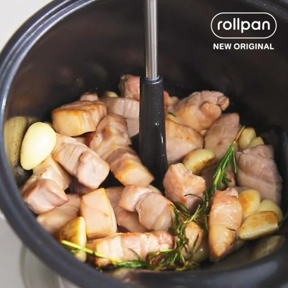 Rollkitchen Rollpan Camping Oven Automatic Rotation Cooking Pot for Korean BBQ and Outdoor Grilling, Mint