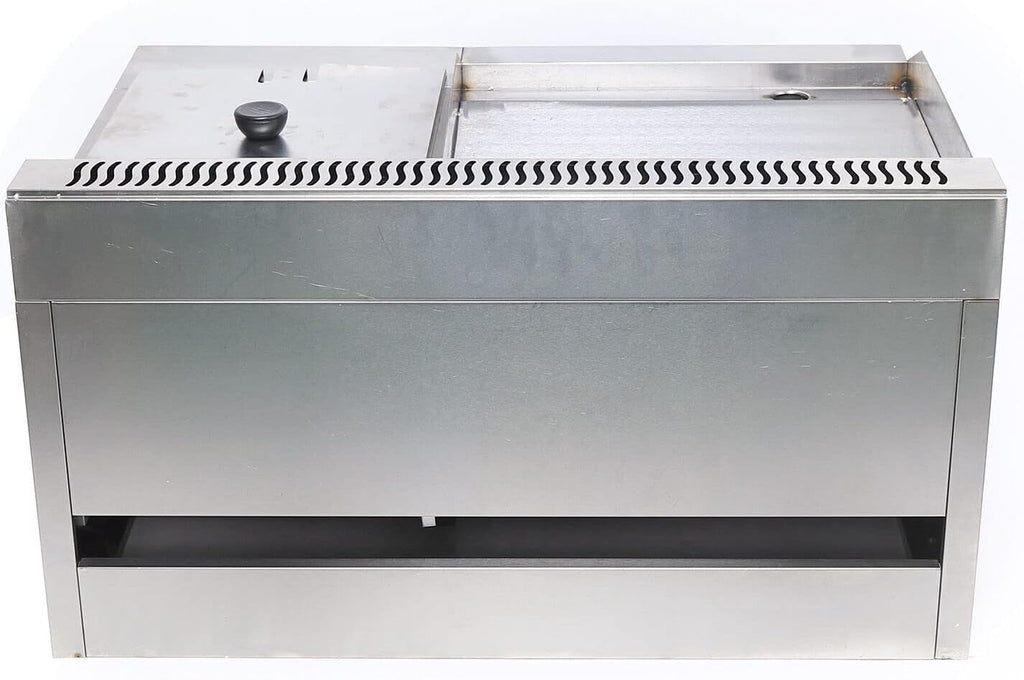 Xuthusman Commercial Stainless Steel Double Burner Gas Propane Tabletop Griddle and Deep Fryer Combo