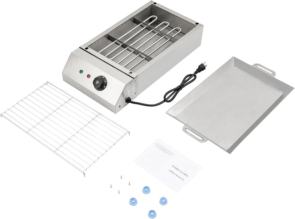 Electric Barbecue Grill, 21' Tabletop Griddle 1800W Stainless Steel Portable BBQ Grill 110V Commercial Smokeless Oven Grill with Temperature Control for Party