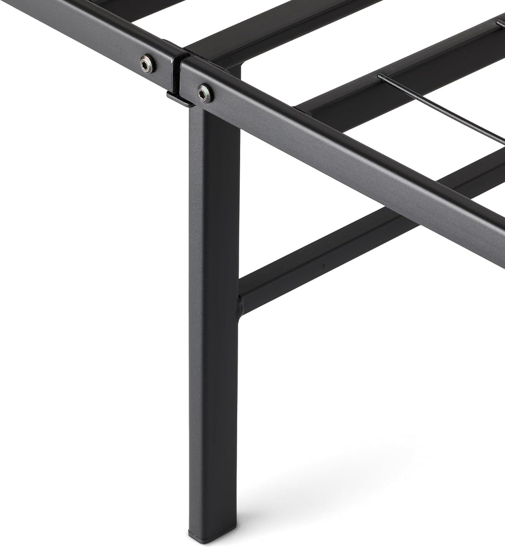 Amazon Basics Bed Frame with Storage, Foldable Metal Platform, Sturdy Steel, No Box Spring Needed, 14-inch High, Tool-Free Setup, Noise Free, Easy Assembly, Queen Size, Black