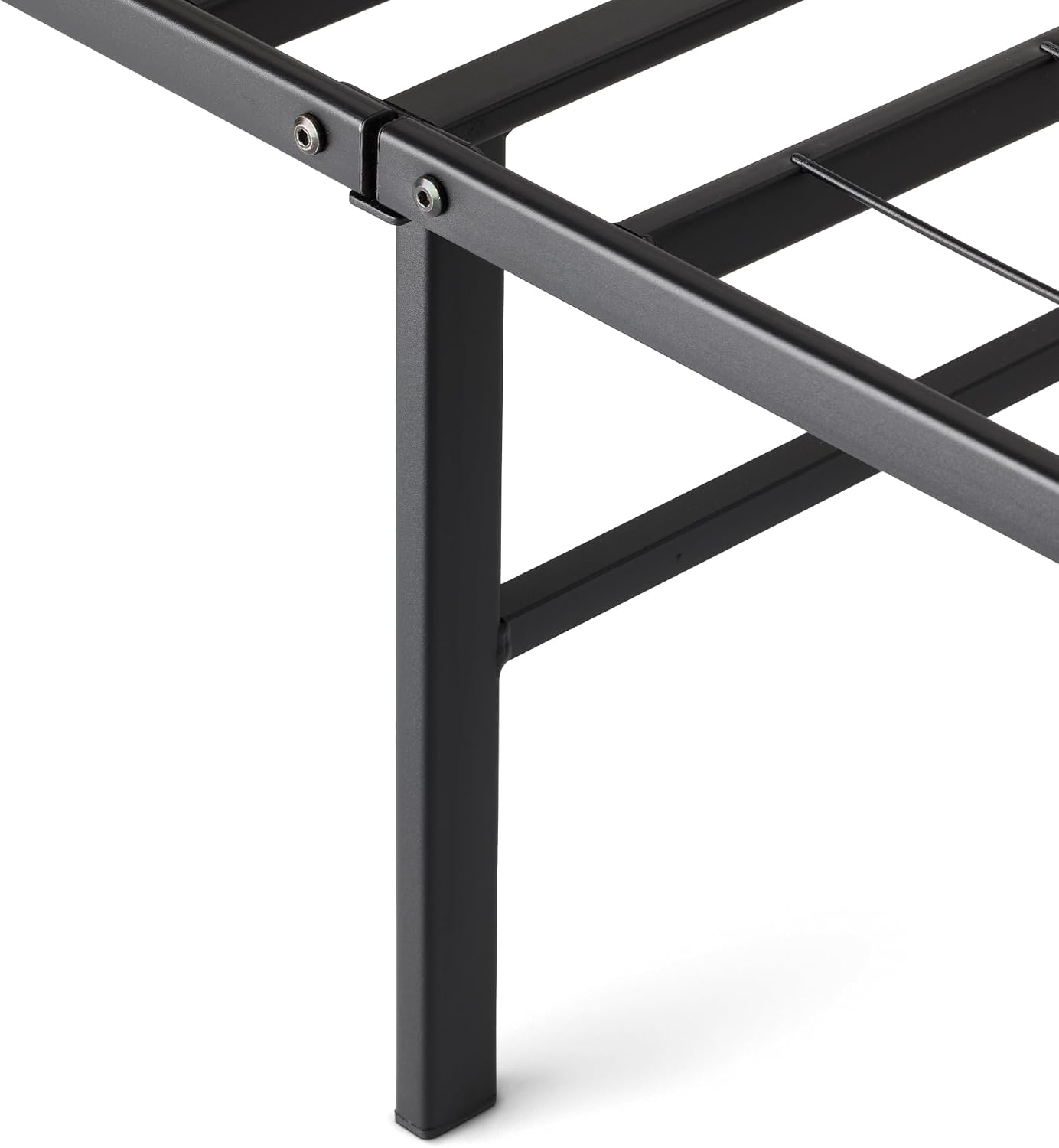 Amazon Basics Bed Frame with Storage, Foldable Metal Platform, Sturdy Steel, No Box Spring Needed, 14-inch High, Tool-Free Setup, Noise Free, Easy Assembly, Queen Size, Black