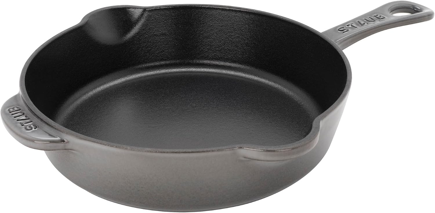 STAUB Cast Iron 8.5-inch Traditional Deep Skillet - Graphite Grey