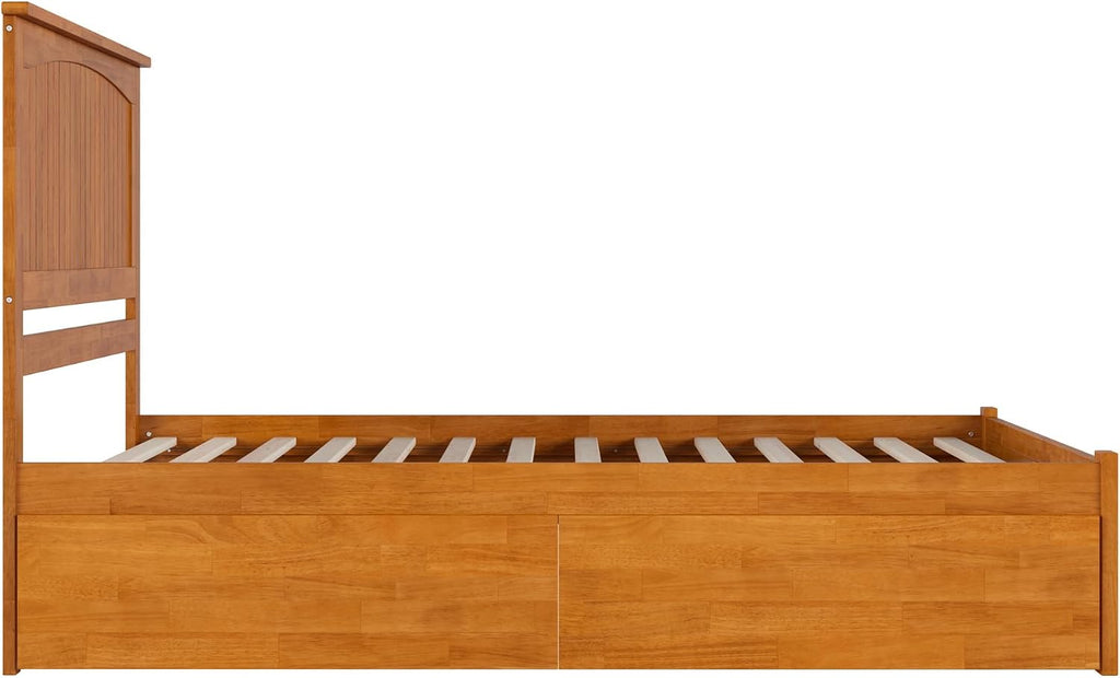 AFI, Nantucket Queen Platform Bed with Footboard & Storage Drawers, Light Toffee