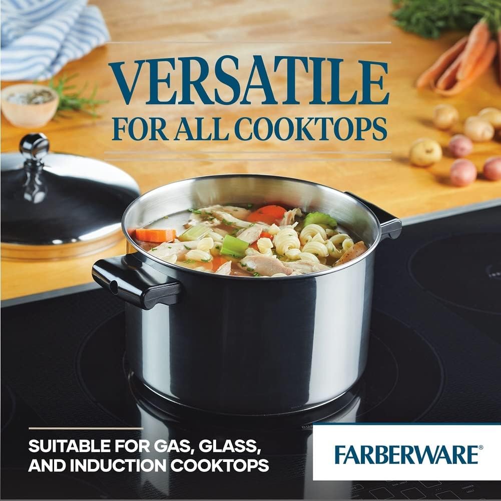 Farberware Classic Series Nonstick Stainless Steel Cookware Set, Pots and Pans Set, 15-Piece